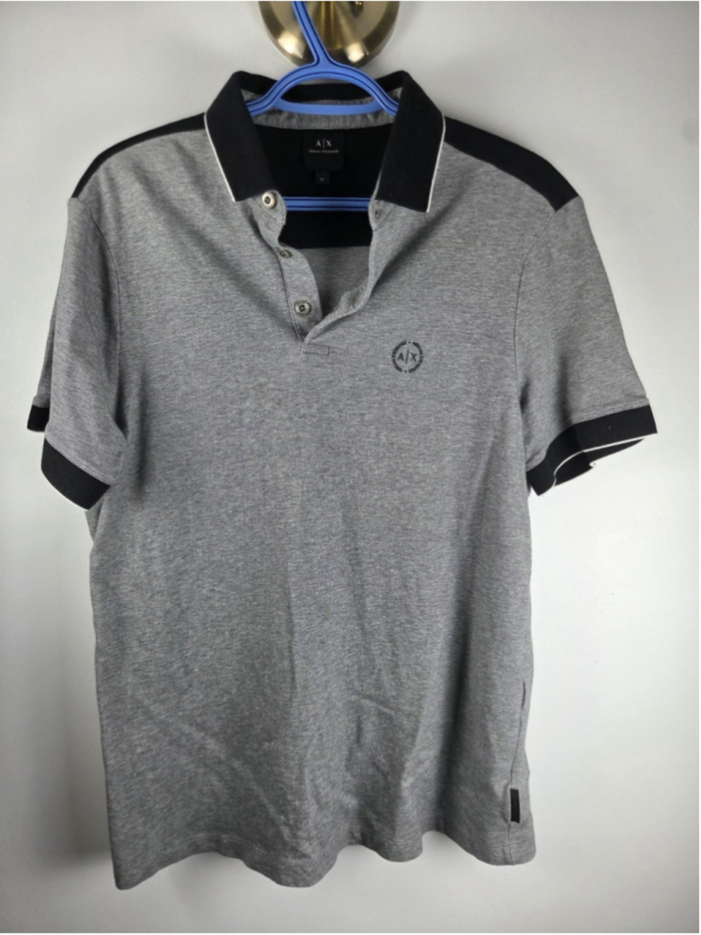 Armani Exchange Men's Golf Polo Size XL Gray and Black Pre-Owned